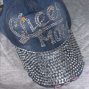 Denim CHEER MOM hat